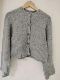 ZARA グレー ニット カーディガン 長袖