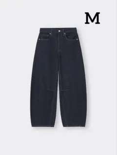 GU バレルレッグジーンズ M ネイビー ワイドデニム