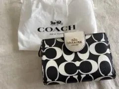 COACH 二つ折り財布 ブラック/ホワイト