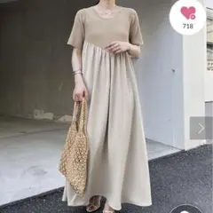 カプリシュレマージュ　Vカットドッキングワンピース ベージュ