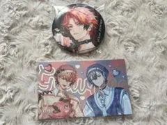にじさんじ ぎゃうるふ 赤城ウェン 小柳ロウ ランダムチェキ風カード 缶バッジ