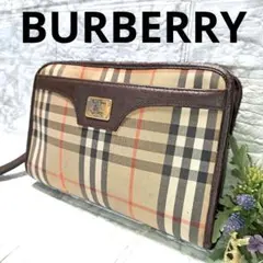 ✨️美品✨️バーバリー ノバチェック　クラッチバッグ・セカンドバック金具ロゴ