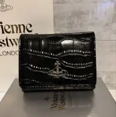 Vivienne Westwood クロコ型押しコンパクトウォレット　ブラック