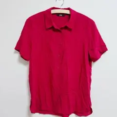 UNIQLO【S】ユニクロ 半袖シャツ 赤 シンプル 無地 カジュアル きれいめ
