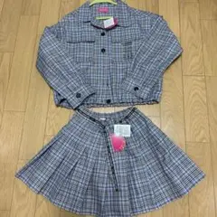 新品　まとめ　紫チェック　スカート　ジャケット　150