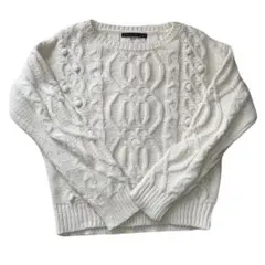 Heather アイボリー ケーブル ニット