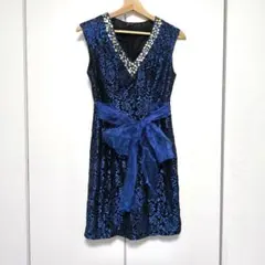 ドレス ワンピース 青 キャバ ミニ丈