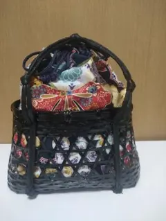 未使用　保管品　カゴバッグ　籠　籐　浴衣　着物　和装　和装小物　巾着
