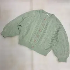 COLZA ミントグリーン ケーブルニットカーディガン S