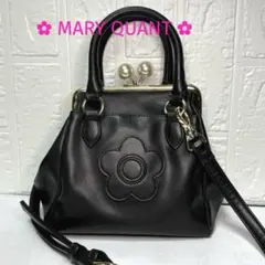 【美品】マリークワント✿パール付きがま口　2way ショルダーバッグ　デイジー