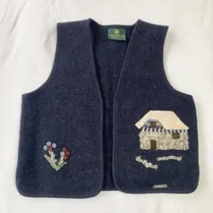 【ギースヴァイン】ニットベスト 刺繍デザイン モヘアアルパカ混 140相当