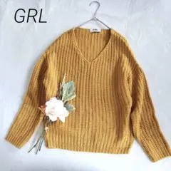 新品✨グレイル　藤井リナ着用 Vネックドロップショルダールーズニット マスタード