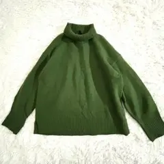 ユニクロ タートルネック ニット セーター メンズ グリーン オリーブ 長袖