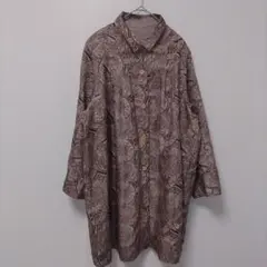 レディース　アウター　ロングコート　リバーシブル　総柄　無地　F　肩パット付