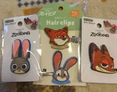 ３つセットZootopia ヘアクリップ ズートピア　ラバークリップ　クリップ