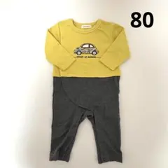 （美品）長袖ロンパース ボタンタイプ　黄緑　男の子　80センチ