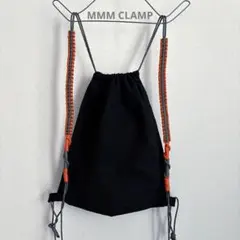 パラコード ハンドメイド ナップサック オレンジ 黒 キャンバス生地 リュック