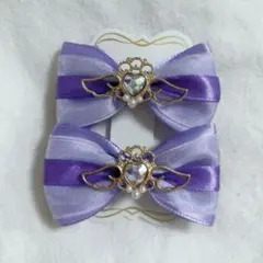 アイドルリボンヘアクリップ♡紫・ハート