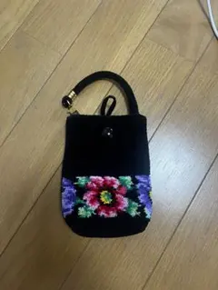 FEILER 花柄刺繍 ハンドバッグ 黒