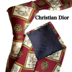 新品　Christian Dior ディオール　バーガンディ ベージュネクタイ