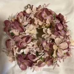 ハンドメイド フラワーリース ピンククリーム