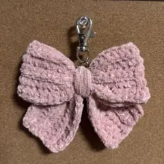 編み物 推し活 リボンチャーム キーホルダー ピンク プリンセスモール 毛糸