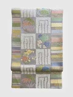夏袋帯 絽袋帯 西陣織 夏帯 新品 仕立て上がり 白 花の丸 正絹