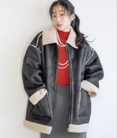 LOWRYS FARM リバーシブルボアＺＩＰブルゾン 116490 ブラック