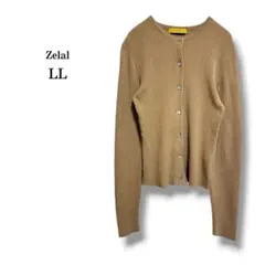 【Zelal】ゼラールモトマチ　リブニットカットソー　細見え　着痩せ　茶系　LLのサムネイル