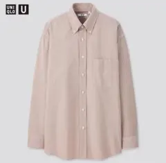 ユニクロU オックスフォードワイドフィットストライプシャツ ピンク M