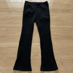 ブラックリブ編みフレアパンツ 130