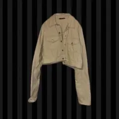 ZARA クロップド デニムジャケット ベージュ L