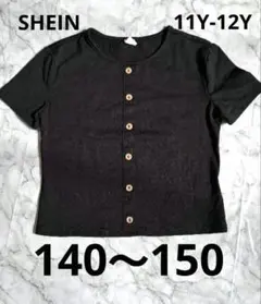 女の子　半袖Tシャツ　黒　11Y-12Y　140～150