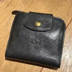 美品 IL BISONTE 二つ折り財布 ブラック イルビゾンテ レザー L字
