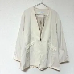 PAGEBOY ノーカラーラフジャケット　Vネック きれいめ　ホワイト　（F）のサムネイル