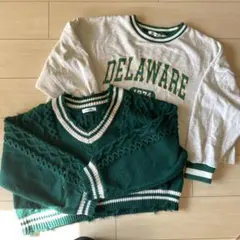 INGNI グリーン ケーブル編み ニットセーターとスウェット　2枚セット