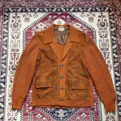 【Vintage】60〜70s レザー スウェード ニット切替 ジャケット