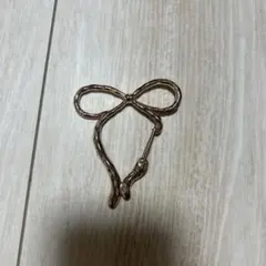 キーリング　リボン　ピンクゴールド