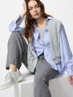 【送料込】ユニクロ ウォッシャブルニットケーブルパンツ