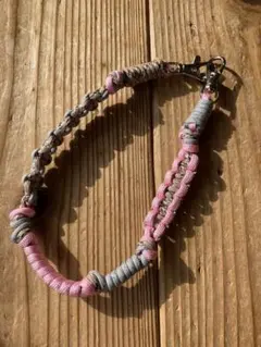 パラコード スマホショルダーストラップ ピンクグレー　ハンドメイド