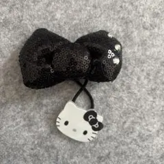 ハローキティ リボン型ヘアアクセサリー 黒 スパンコール