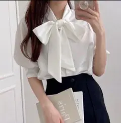 GRL ロングカフスリボンタイブラウス[k8762w] オフホワイト