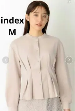 index ペプラム裏起毛 タックトップス ピンクベージュ M