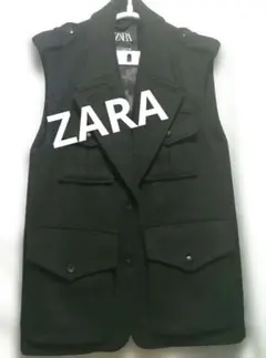 ZARA人気で完売したウール混ノースリーブジャケットベストブラックオーバーサイズ