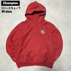 00sChampionリバースウィーブパーカーバックロゴ刺繍レッドMサイズ