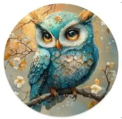 ハッピープライス✨５００円✨幸運呼ぶ青いフクロウのアート　ウェルカムボード