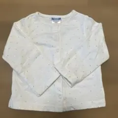 jacadi ハートのゴールドラメ　ボタン付きカーディガン 90 裏起毛