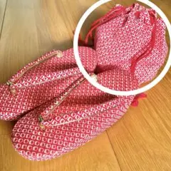 七五三　巾着バッグ　絞り柄　赤