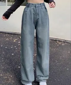 ライトブルー ワイドレッグデニム