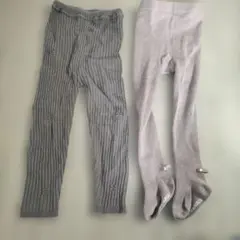 グレーと薄紫のベビータイツ　90と85センチ